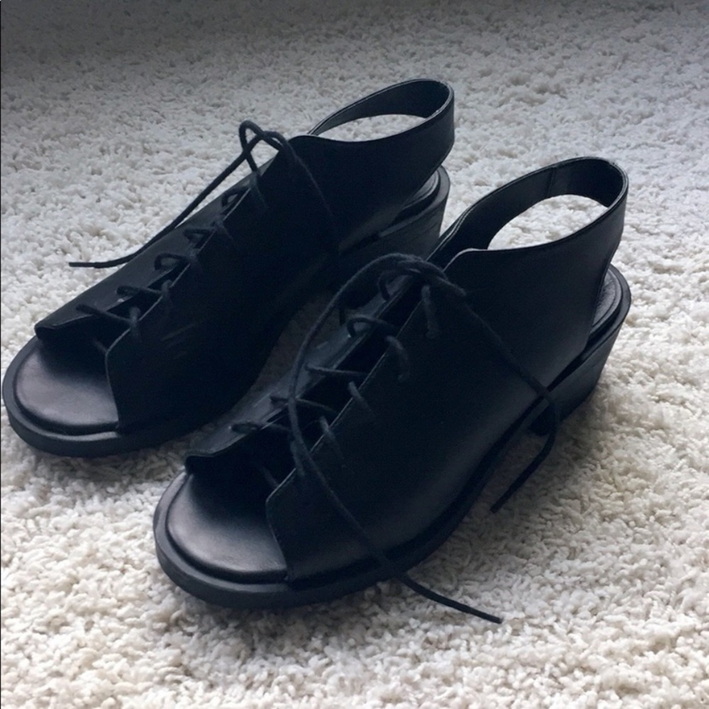 H&M Black Lace Up Chunky Sandals